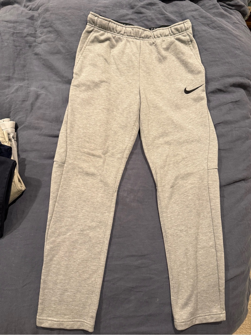 Nike Light Heather Gray Sweatpants with Black Swoosh
